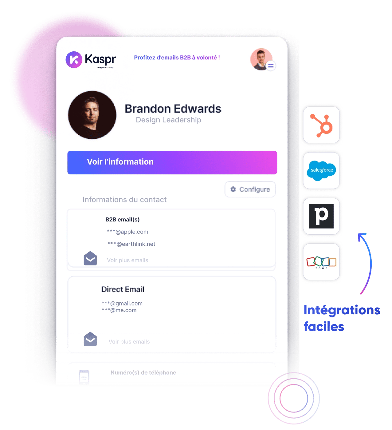 Intégrations faciles de Kaspr avec d'autres applications